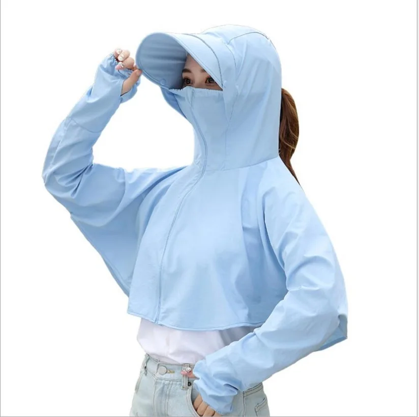 Модная летняя Солнцезащитная шаль для женщин с капюшоном однотонная накидка