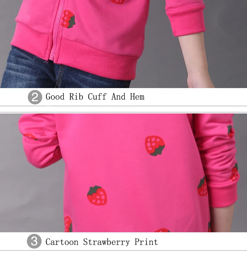 Fashion Baby Girls Coat Autumn 2016 New Cartoon Strawberry Jacket Toddler Girl Clothing Kids Cardigan Zipper Clothes Outfit |