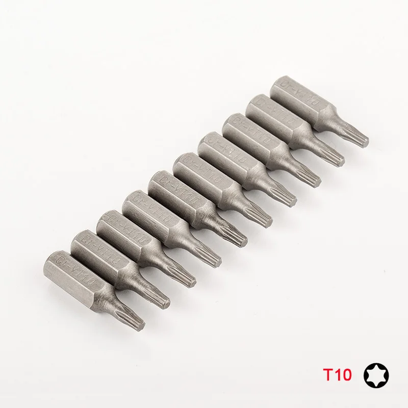 T10 10 или 8 шт. отвертка Torx Набор бит 1/4 шестигранный хвостовик звезда T8 T10 T15 T20 T25 T30 T35 T40 отвертка Биты для дома ручные инструменты - Цвет: T10