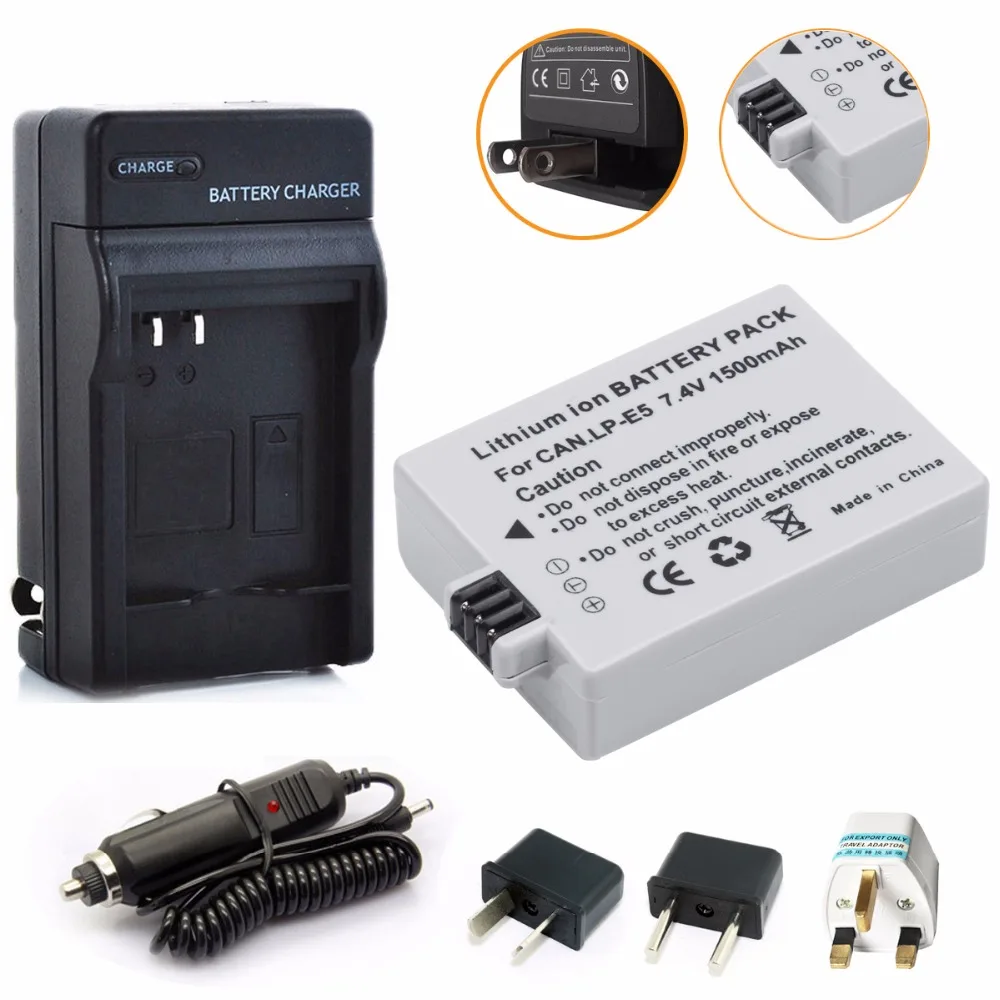 

Probty LP-E5 LPE5 LP E5 Battery + Charger For Canon EOS Rebel XS Rebel T1i Rebel XSi 1000D 500D 450D Kiss X3 Kiss X2 F Camera