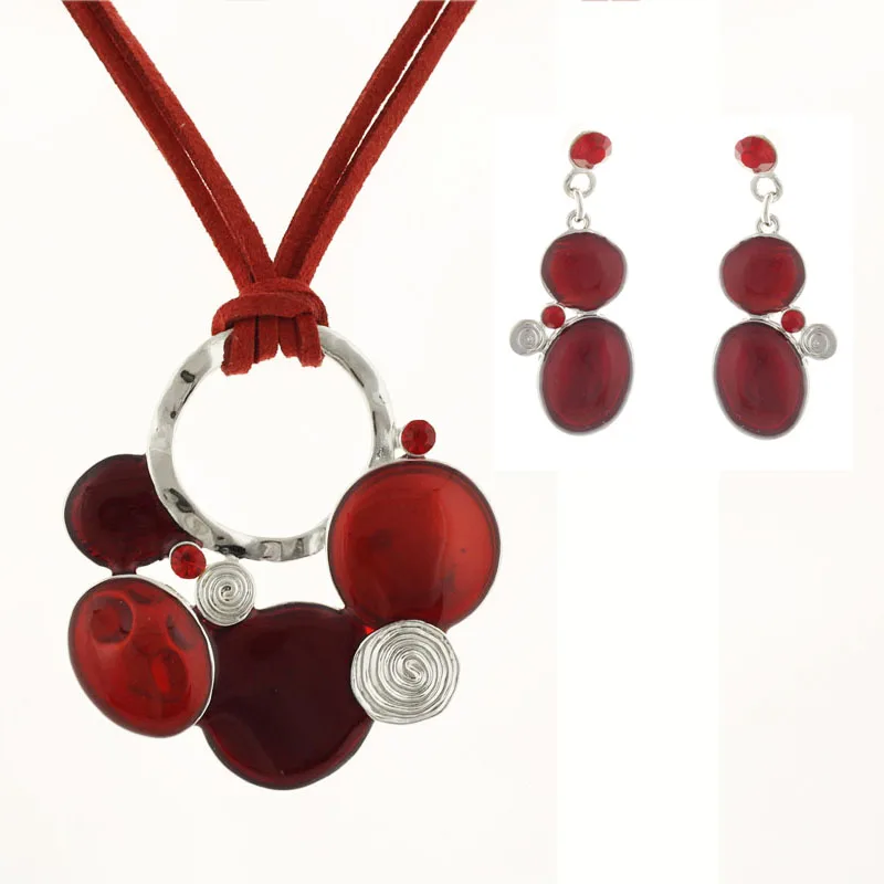 2016 новый стиль эмаль Колье Шейное ожерелье и серьги набор шнуров Модный комплект