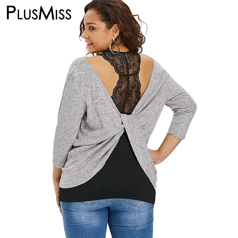PlusMiss размера плюс 5XL кружевное платье с v образной горловиной низким вырезом на