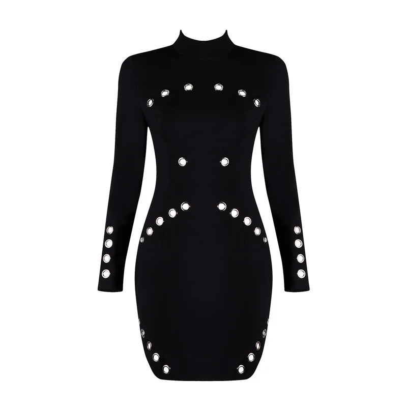 Новый бренд моды зима женщин сексуальный выдалбливают блестящий длинный рукав