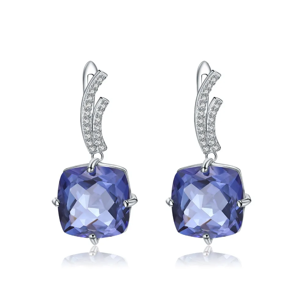 

GEM'S BALLET сплошной натуральный Мистический Кварц-Iolite синий квадрат серьги 100% Серебро 925 пробы изящные украшения для женщин