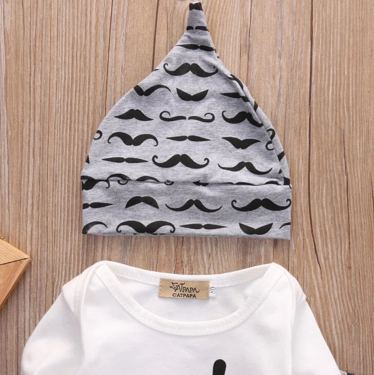 Комплекты одежды для новорожденных мальчиков и девочек топы с бородой футболка