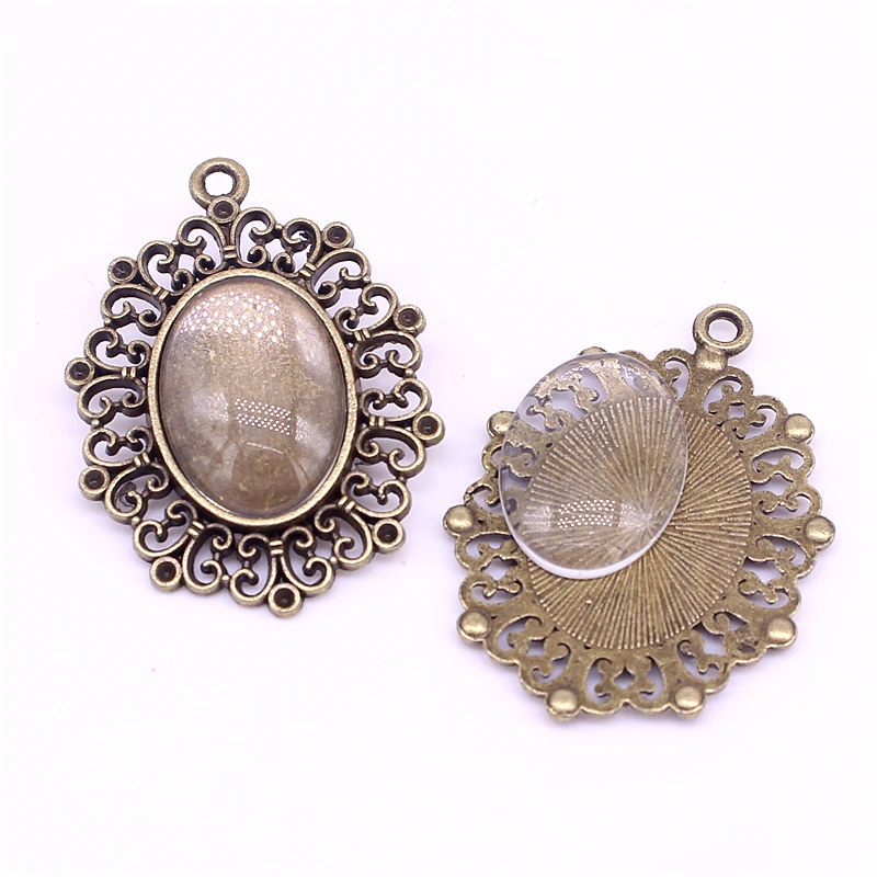 6 наборов винтажный бронзовый овальный филигранный камео кабошон подходит 18*25 мм