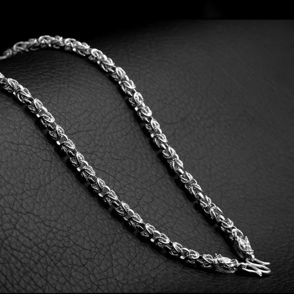 925 серебряное ожерелье с драконом для мужчин/мальчиков 6 мм толстое крутое из