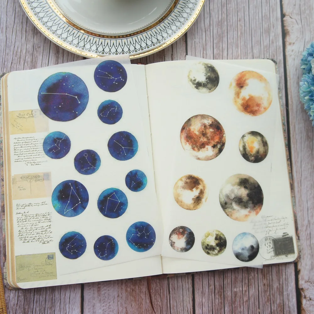 DIY 3 Sheets Star Constellation Washi Paper Sticker As Scrapbooking Decoration Gift Packing Label Decoration Use