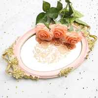 bandeja resin mirror storage tray rose white blue jewelry food fruit dish pink snack wedding serving decoration plate crafts