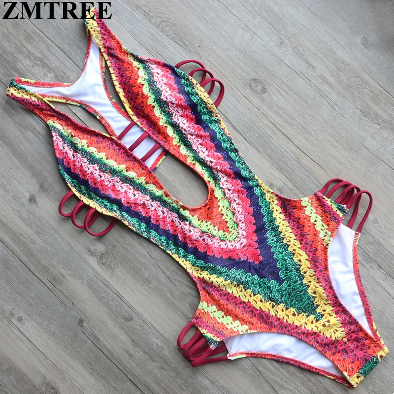 ZMTREE 2017 Новый Популярный Сексуальный купальник женский пуш ап цельный Комплекты