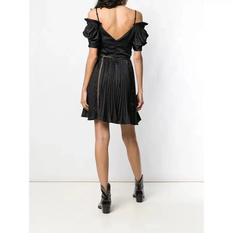 new Black V-neck lace mini-dress dresses woman party night club dress women clothing off shoulder | Женская одежда