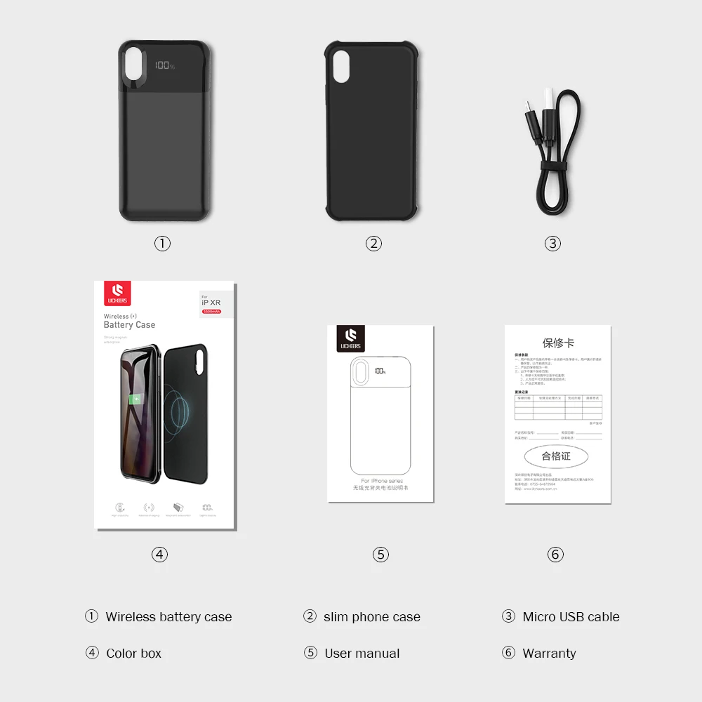 Чехол-аккумулятор LINGCHEN для iPhone X/XS XR 5000/5500 мАч умный чехол с цифровым дисплеем