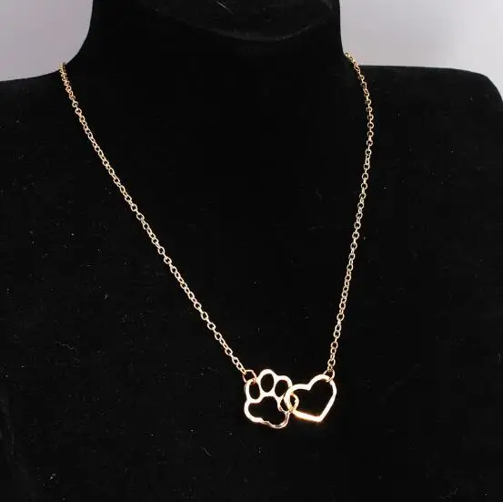 LUMPER Hollow Pet Paw Footprint Necklaces Shellhard Cute Animal Dog Cat Love Heart Pendant Necklace For Women Girls Jewelry 08 | Украшения