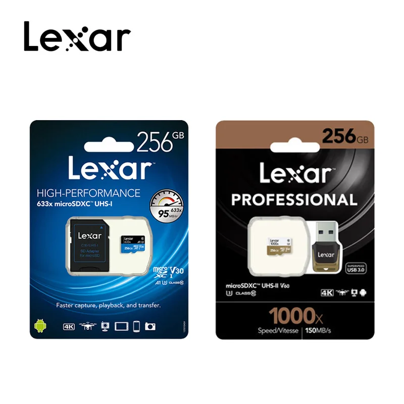 Micro sd карта Lexar 633x1000x32 Гб 64 128 ГБ 256 512 памяти класс 10 карт micro для 1080p full HD 3D и 4K