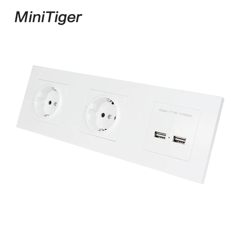 Minitiger настенный ПК панель двойная розетка 16А ЕС электрическая двойной USB умный
