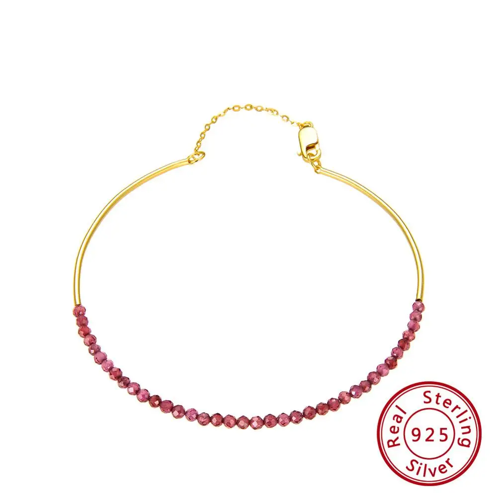 Red Garnet Effie queen Красный Гранат 925 пробы Серебряный браслет для женщин вечерние ювелирные изделия для девочек подарок на день рождения свадьбу новые TSB46-R - Цвет камня: Red Garnet