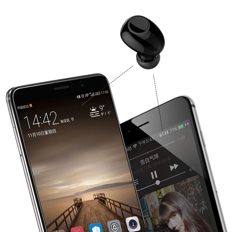 NVAHVA беспроводные bluetooth-наушники, 10 часов прослушивания музыки, Bluetooth наушники-вкладыши, гарнитура с громкой связью для iPhone, Android, смартфона, вождения