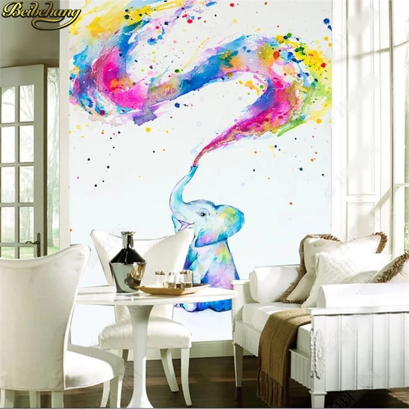 Обои на заказ ручная роспись акварель креативный слон гостиная крыльцо