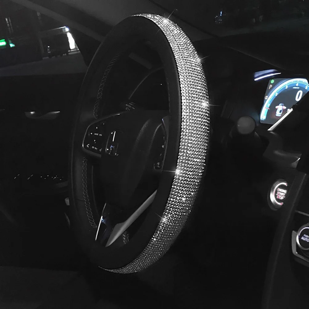 Чехол на руль автомобиля 38 см стразы со стразами кожаный чехол Алмазное покрытие