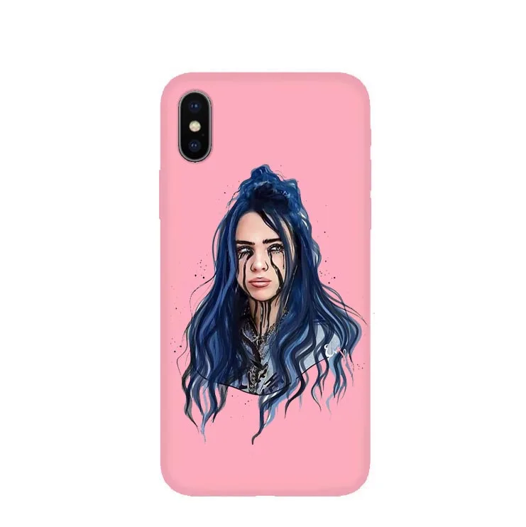 TPU Billie Eilish rainbow blohsh глаза океана Мягкий ТПУ розовый чехол для телефона для 11 Pro MAX X10 5 5S 6 6splus 7 8Plus XS MAX XR - Цвет: TPU
