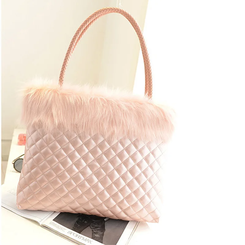 Free shipping 2013 European and American big new winter handbags Quilted PU bag rabbit fur plush manufacturers 10 | Багаж и сумки