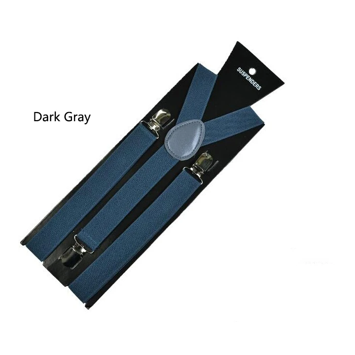 Dark Gray Новое поступление, унисекс, для взрослых, карамельный цвет, подтяжки для женщин и мужчин, 3 зажима, подтяжки с пряжками, модный ремень, регулируемый ремень, рубашки, подтяжки - Цвет: Dark Gray