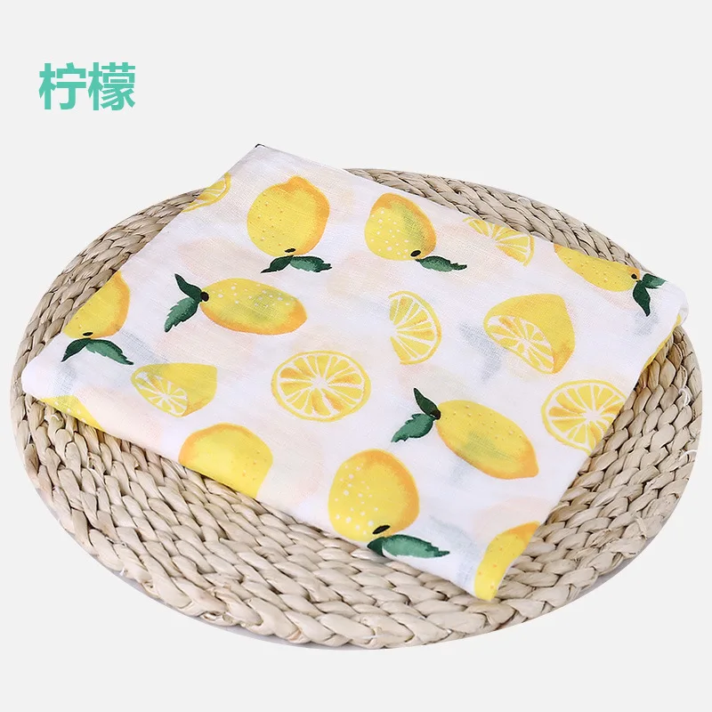 lemon 1 шт., муслин, хлопок, детские пеленки, мягкие одеяла для новорожденных, для ванной, марля, Детская накидка, спальный мешок, чехол для коляски, игровой коврик - Цвет: lemon