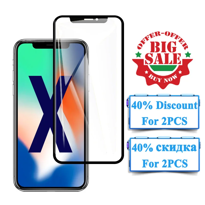 Full Cover Protective Glass on For Apple Iphone X XS XR Max Screen Protector Tremp Aphone Aiphone I phone 10 S R Verre Glas Film | Мобильные