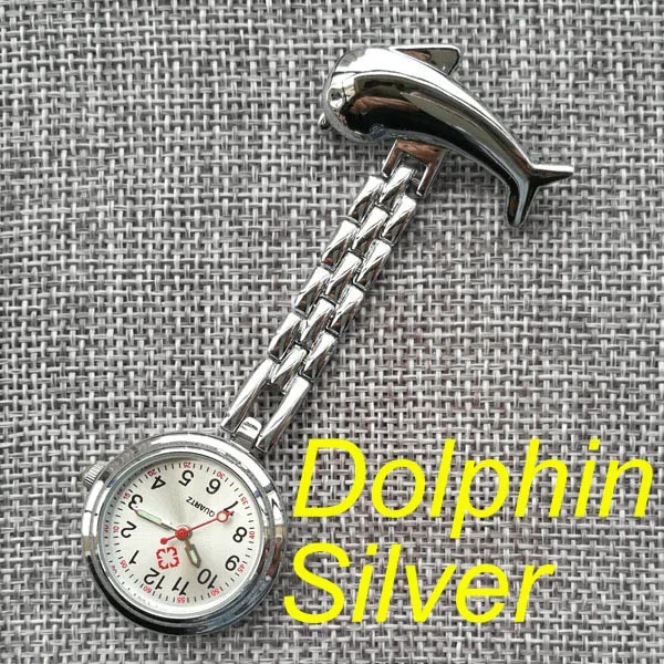 Dolphin Silver Персонализированные Индивидуальные Бесплатные Выгравированные с вашим именем высокое качество булавка брошь из нержавеющей стали нагрудные карманные часы Fob медсестры часы - Цвет: Dolphin Silver