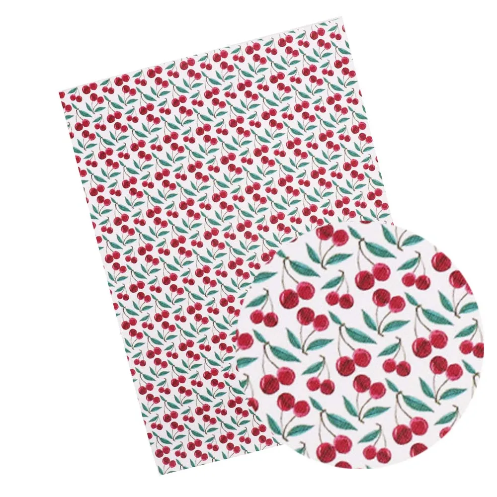 cherry IBOWS 22*30 см Snythetic кожа арбуз растения напечатаны искусственный из искусственной кожи ткань для DIY заколки с бантами для волос сумки аксессуары ткань - Цвет: cherry