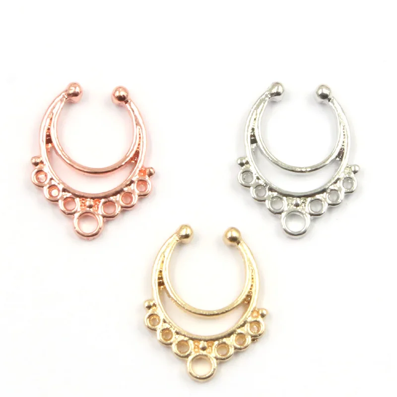 30 шт. сплав серебристого цвета и розового золота фальшивый нос кольцо обруч