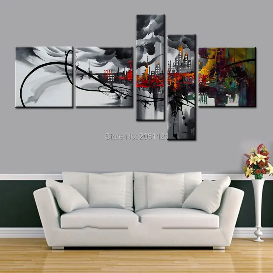 Абстрактная Картина на холсте абстрактная картина маслом Черный Серый Настенный