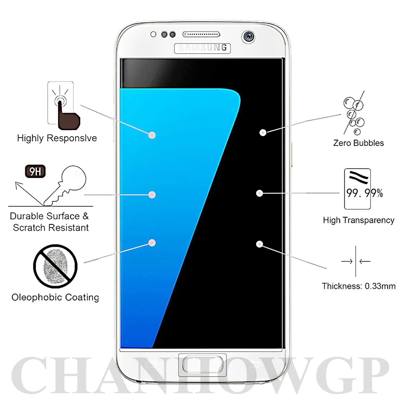 Полное закаленное стекло для samsung Galaxy S7 G930 SM-G930F G 9300 защита экрана телефона GLAS Sklo полное покрытие корпуса 9H 2.5D