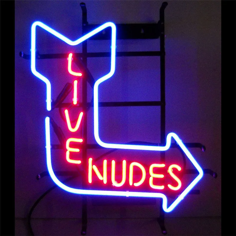 Фото Неоновая вывеска Live Nudes Настоящая стеклянная пивной бар паб дисплей Декор