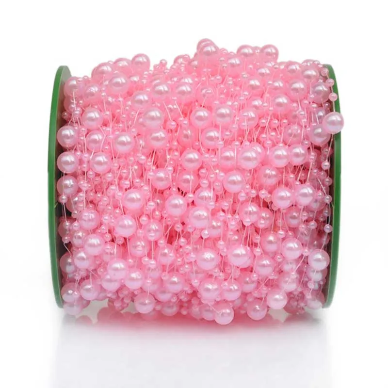 PINK 60 м имитация жемчуга бусины цепи отделкой для DIY Гипсофилы Гирлянда Свадебные цветы Декор ювелирных изделий Craft интимные аксессуары - Цвет: PINK