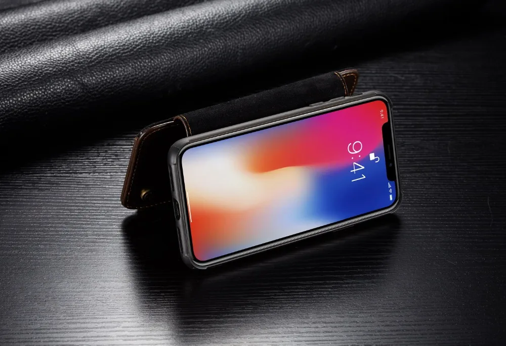 Роскошный кожаный чехол-бумажник CaseMe для IPhone X с откидной крышкой и отделением для карт чехол для iPhone 7 6 6s 8 Plus X