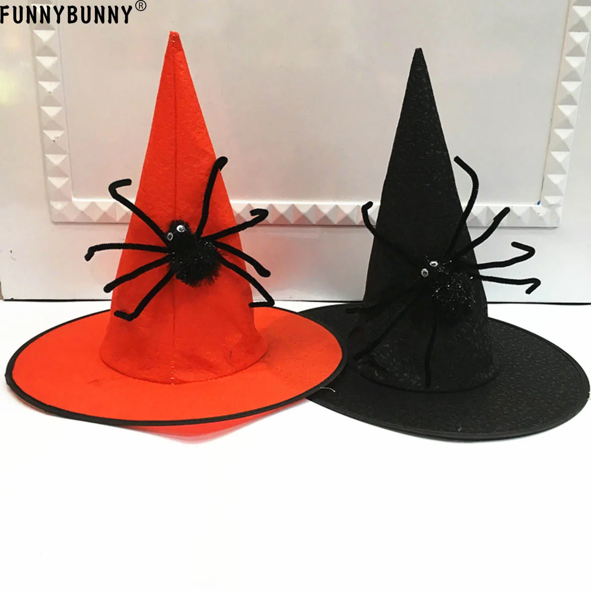 FUNNYBUNNY шляпа ведьмы на Хэллоуин Украшенные пауки веб-ленты высокого качества