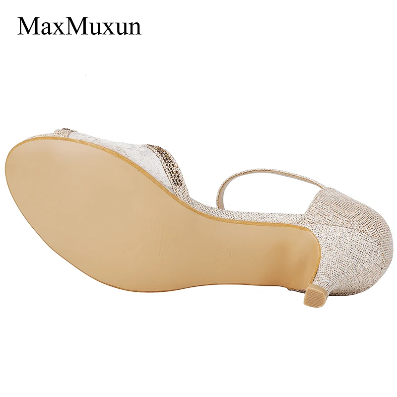 MaxMuxun/Модные женские босоножки на шнуровке туфли-лодочки со стразами среднем