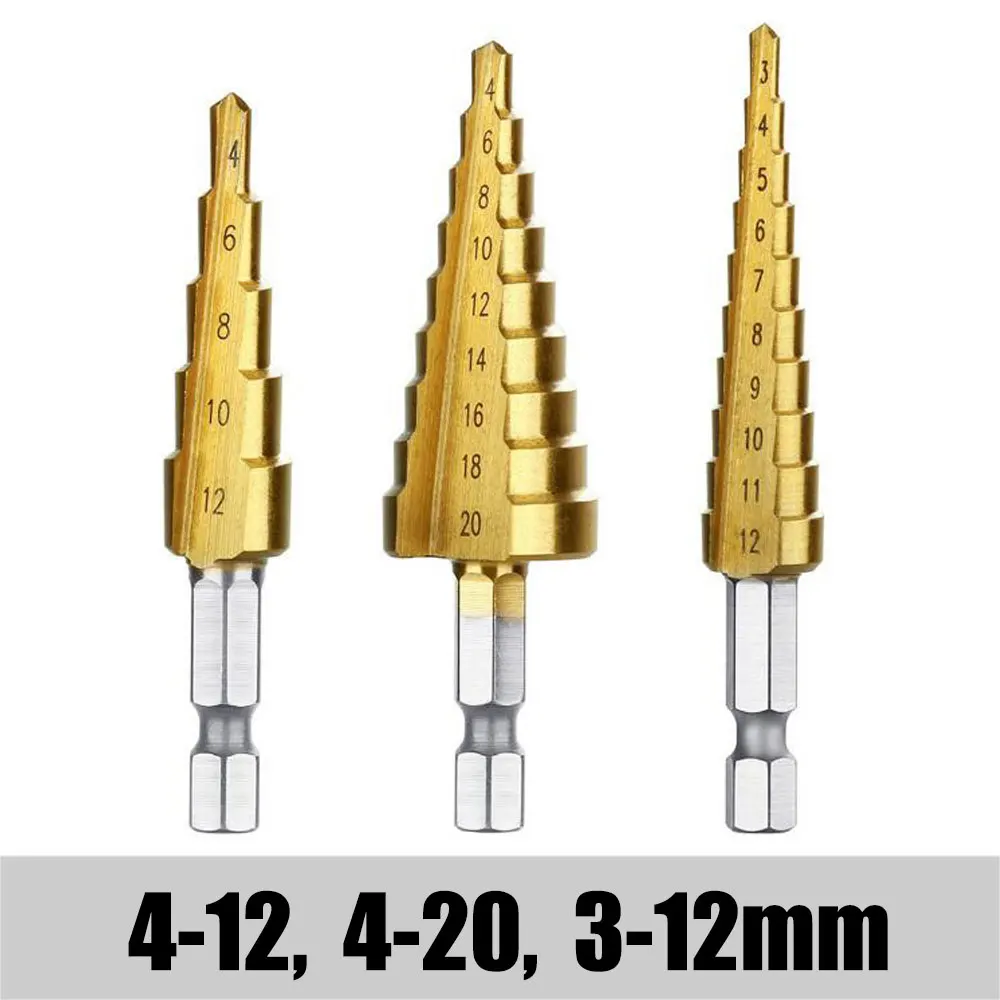 3 in 1 Hexagon Vastar HSS стальная титановая ступенчатая сверла 3-12 мм 4-12 мм 4-20 мм ступенчатая конусная Cutt инструменты металлический сверло Набор для деревообработки дерева - Цвет: 3 in 1 Hexagon