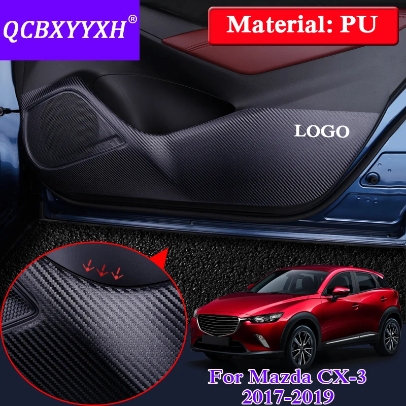 

QCBXYYXH Car Styling 4pcs Leather For Mazda CX-3 2017-2019 Car Door Anti-Kick Pad Cover Internal Decoration Covers