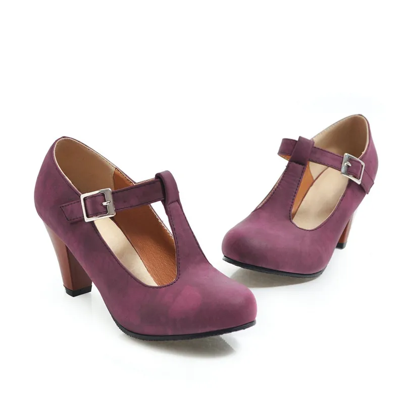 Женские классические туфли MoonMeek черные лодочки с круглым носком и пряжкой на