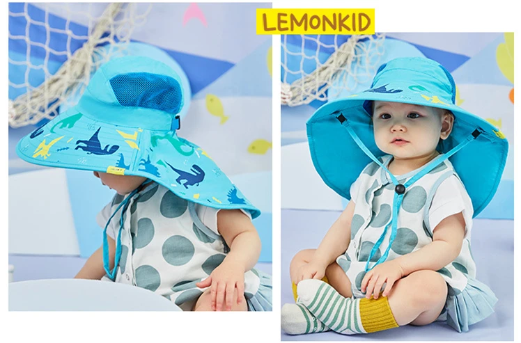 Lemonkid с широкими полями Детская шляпа для защиты от солнца детское ведро кепки летние пляжные девушки путешествия на открытом воздухе новые модные милые мальчик повседневные солнцезащитные кепки