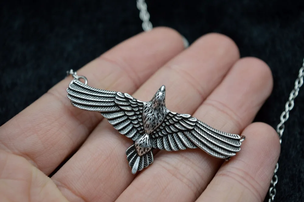 Викингская винтажная кельтская ручная плетеная ожерелье с воронами и птицами