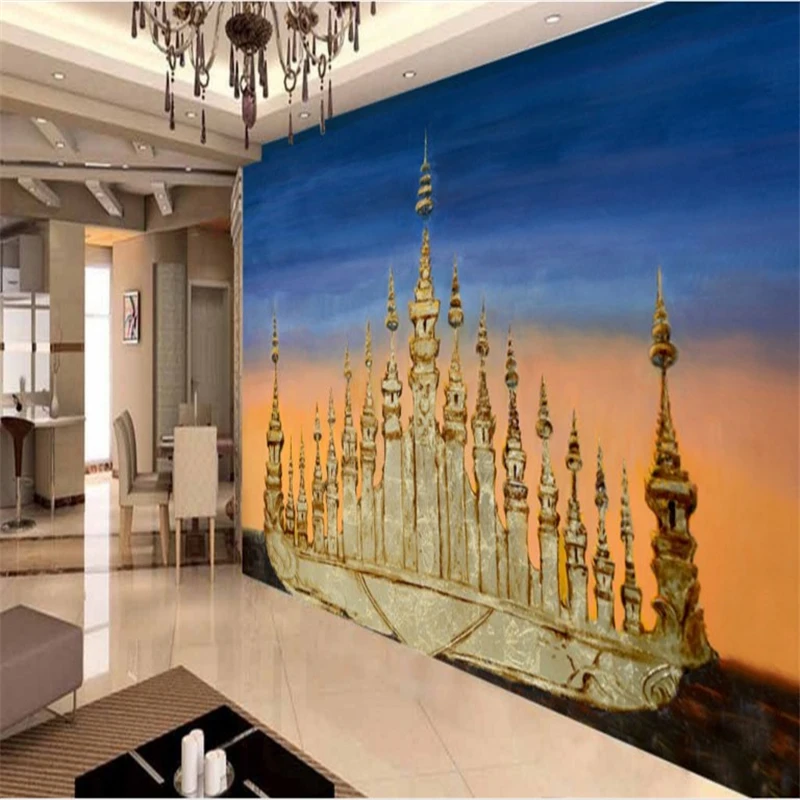 

beibehang Large custom wallpapers sea golden ship building living room sofa TV home decoration painting wall papers home decor