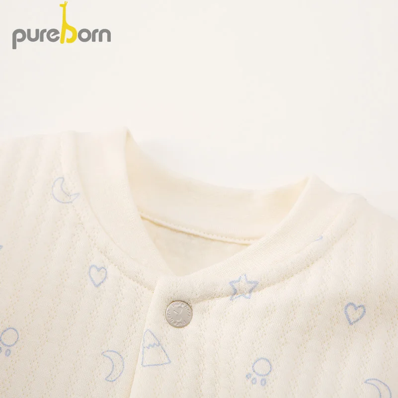 Pureborn/комбинезон с длинными рукавами для новорожденных; Комбинезон для маленьких мальчиков и девочек; Верхняя одежда для малышей; одежда на весну и осень