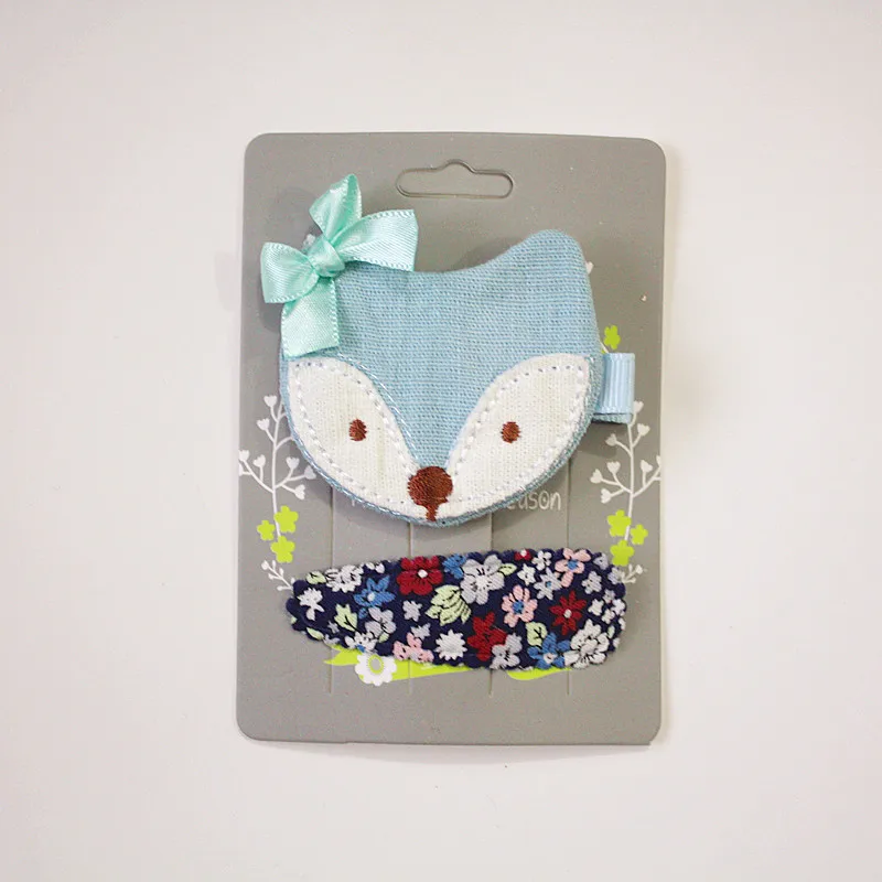 Bluefox navy hairpin Банты волосы корейский стиль 2 шт./лот девушки Войлок Лиса дети заколки для волос бант мультфильм дизайн лиса с шерстью цветок заколки для волос с фигурками животных - Цвет: Bluefox navy hairpin