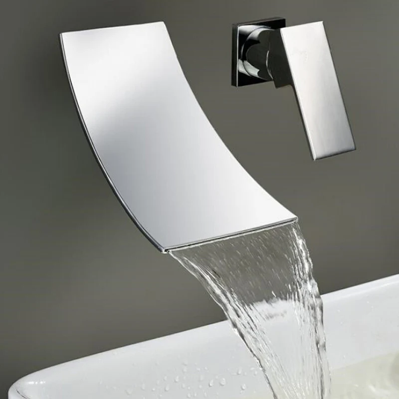 

Waterfall Basin Faucets Wall Mount Waterfall Faucet Single Handle Mixer Tap Bathroom Waterfall Basin Faucet