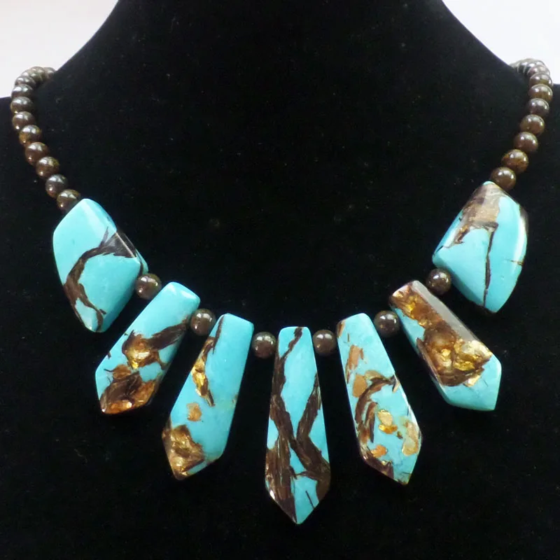 (1 нить/Лот) бирюзовый камень и бронзит кулон из бисера комплект 6 мм бусины