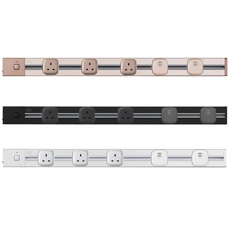 With 3 Sockets 2 USB JOHO завод Socketbar алюминиевый сплав 100 см 4000 Вт 16A Tomada Usb настенная розетка 3C светодиодный светильник для офиса гостиной - Тип: With 3 Sockets 2 USB