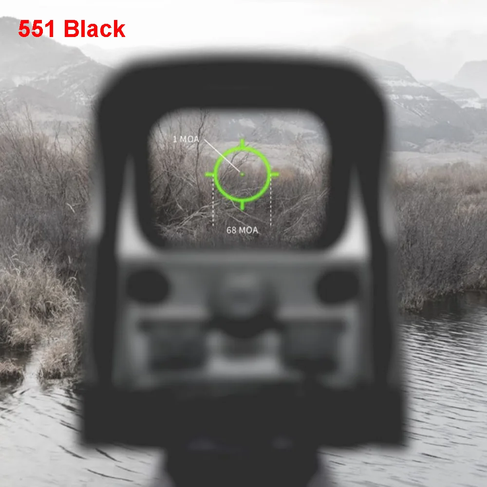 551 Black Алюминиевый Тактический красно-Зеленая Сетка Riflescope 1x голографический красный зеленый точечный прицел Brigthness Регулируемый 551 552 553 черный - Цвет: 551 Black